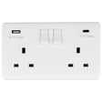 This is an image showing Eurolite Enhance White Plastic Enhance White Plastic 2 Gang Usb C Socket - White (With White Trim) pl4620c available to order from trade door handles, quick delivery and discounted prices.