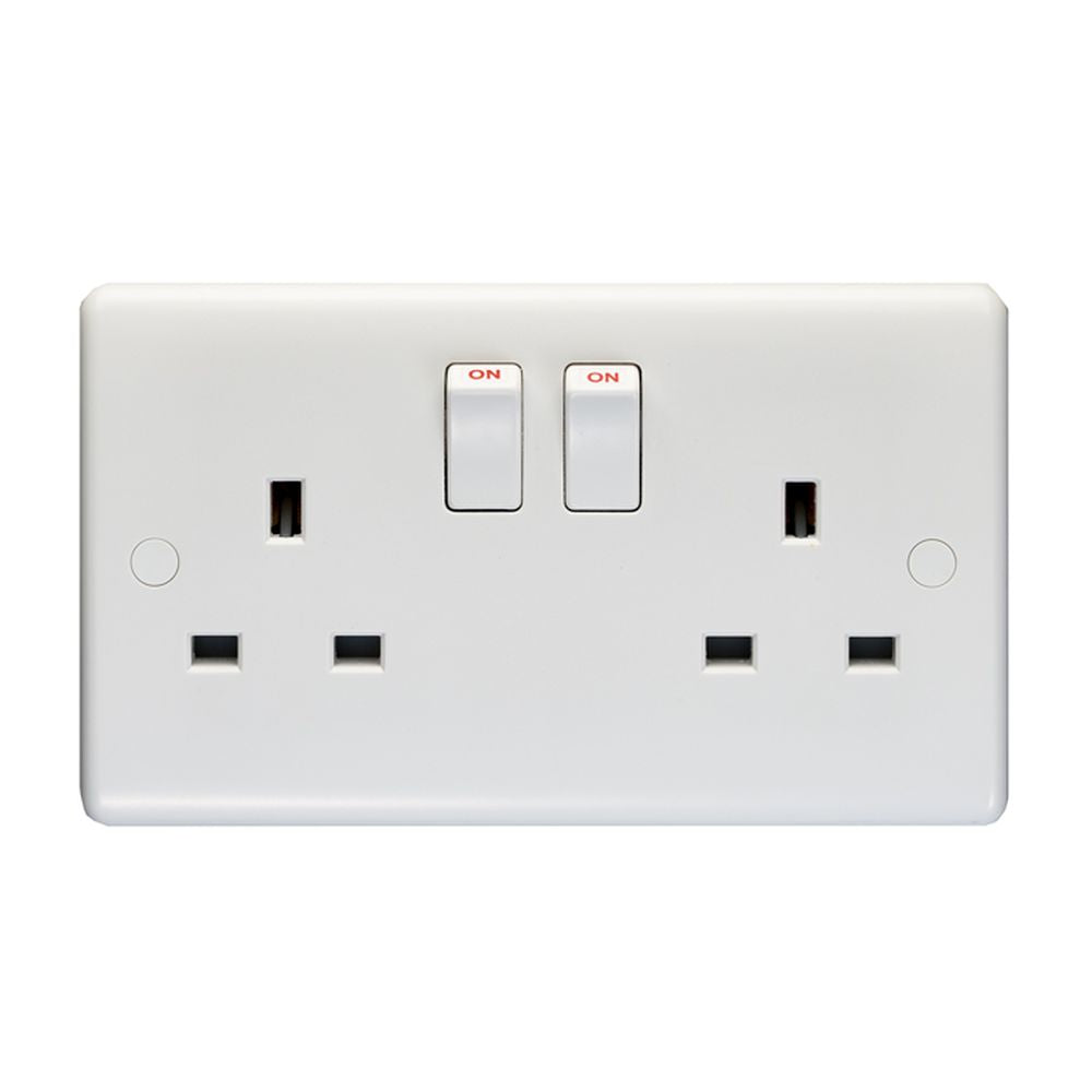 High quality image of Eurolite Enhance White Plastic 2 Gang Switched Socket Single Pole - White | Sku. pl4060 | available to order from Trade Door Handles in Kendal.