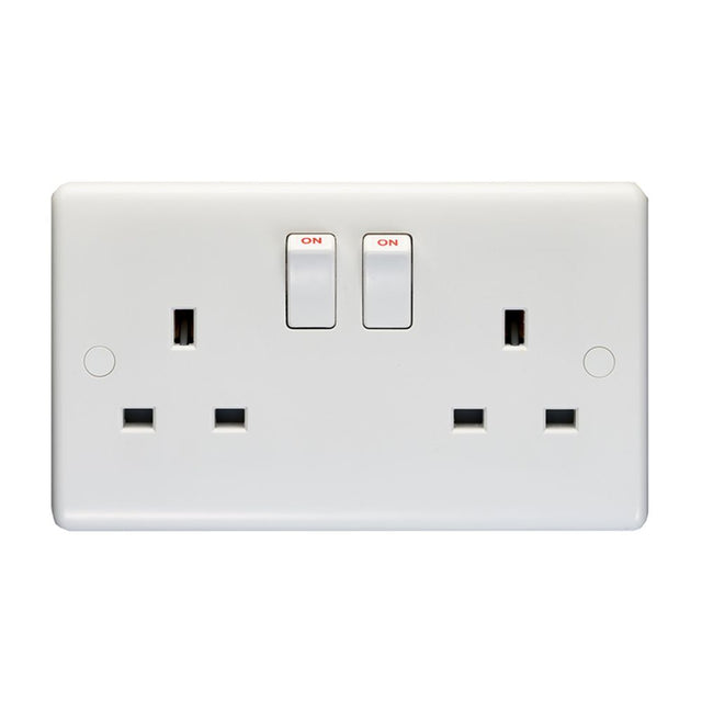 High quality image of Eurolite Enhance White Plastic 2 Gang Switched Socket Single Pole - White | Sku. pl4060 | available to order from Trade Door Handles in Kendal.