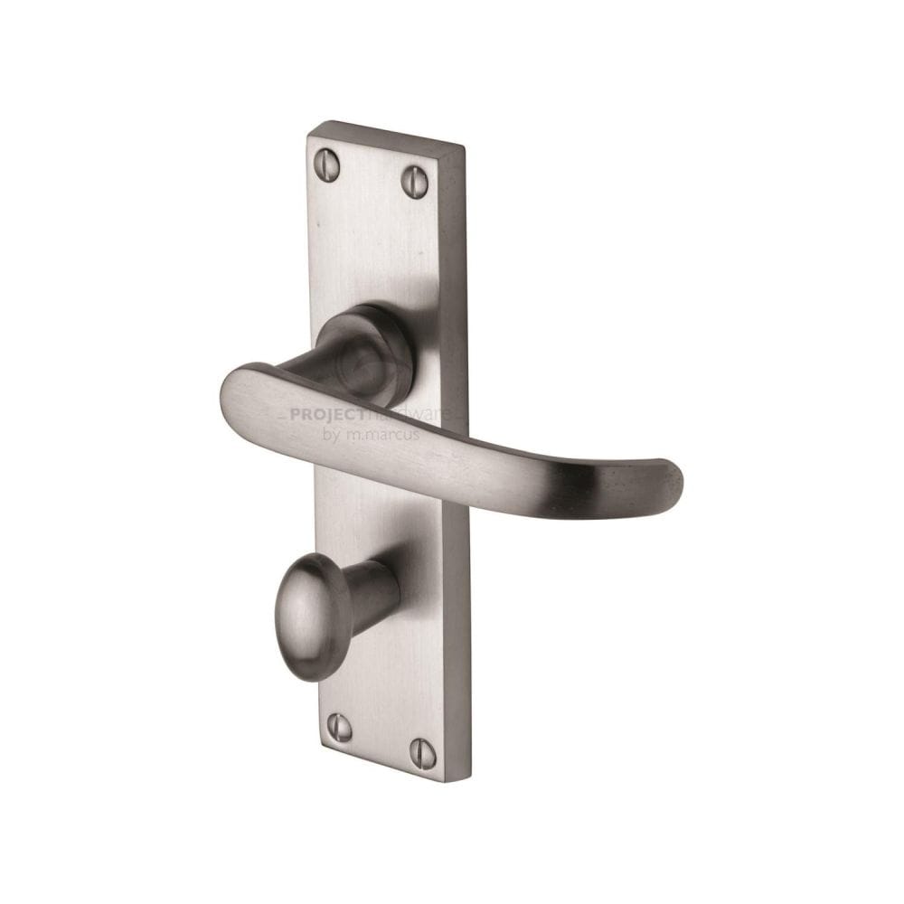 Project Hardware Door Furniture Satin Chrome / Bathroom Lock Handles Project Hardware - Door Handle for Bathroom Avon Design Satin Chrome Finish