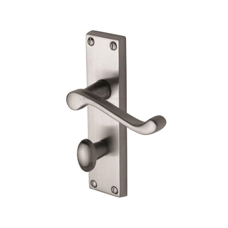 Project Hardware Door Furniture Satin Chrome / Bathroom Lock Handles Project Hardware - Door Handle for Bathroom Malvern Design Satin Chrome Finish