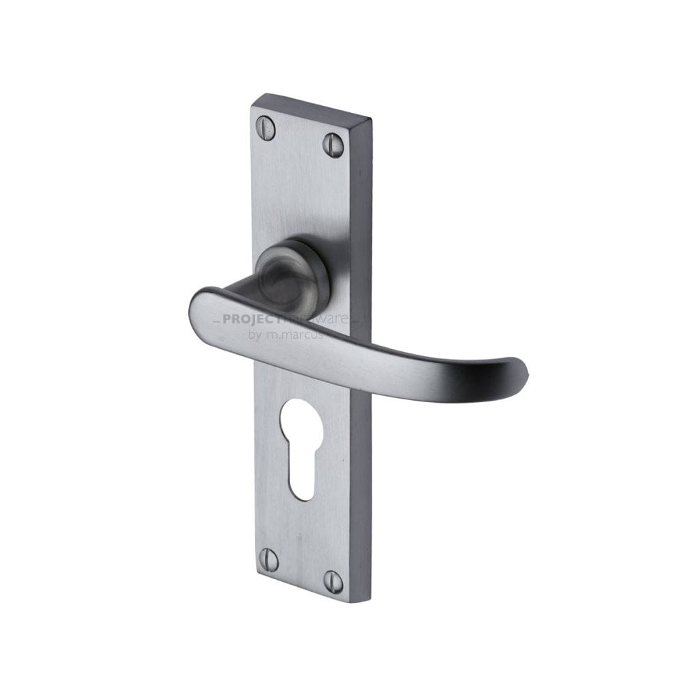 Project Hardware Door Furniture Satin Chrome / Euro Profile Lock Handles Project Hardware - Door Handle for Euro Profile Plate Avon Design Satin Chrome Fi
