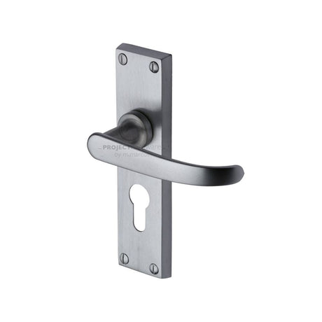 Project Hardware Door Furniture Satin Chrome / Euro Profile Lock Handles Project Hardware - Door Handle for Euro Profile Plate Avon Design Satin Chrome Fi