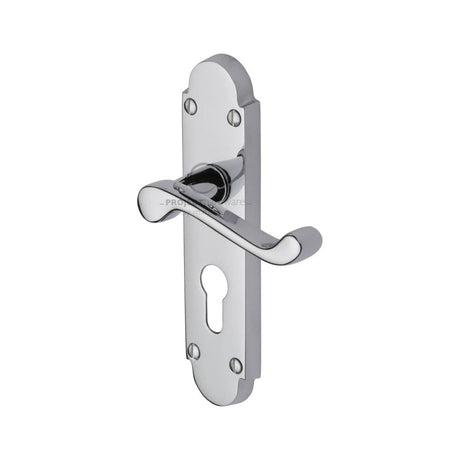 Project Hardware Door Furniture Polished Chrome / Euro Profile Lock Handles Project Hardware - Door Handle for Euro Profile Plate Milton Design Polished Chrome