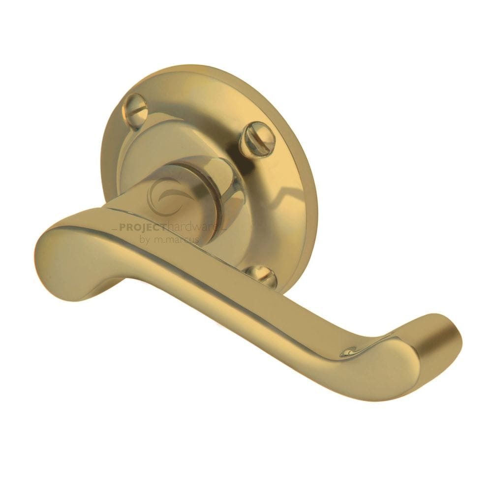 Project Hardware Door Furniture Polished Brass / Round Rose Project Hardware - Door Handle Lever Latch on Round Rose Malvern Design Polished Bra