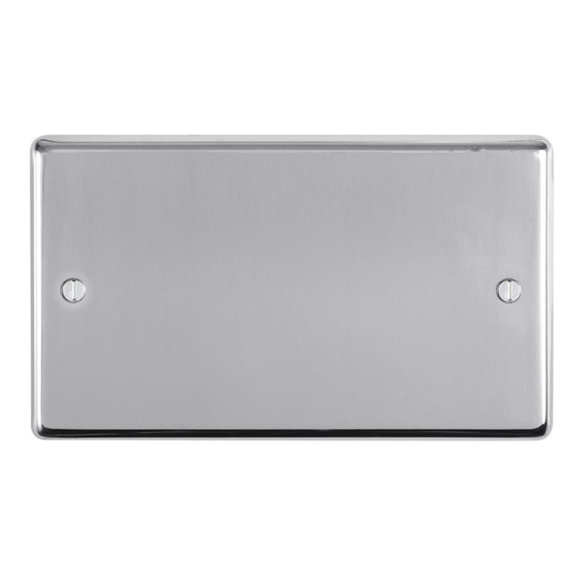 This is an image showing Eurolite Stainless Steel Double Blank Plate - Polished Stainless Steel (With Black Trim) pss2b available to order from trade door handles, quick delivery and discounted prices.
