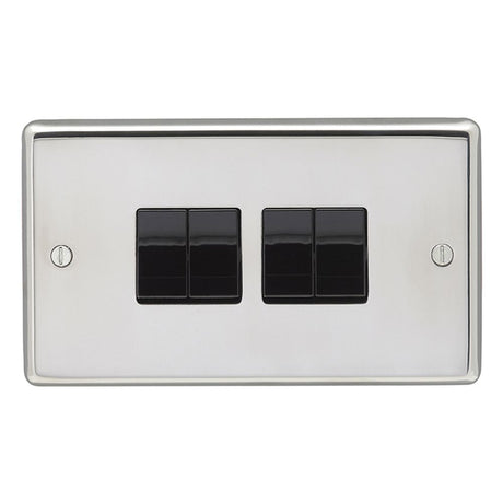 This is an image showing Eurolite Stainless Steel 4 Gang Switch - Polished Stainless Steel  available to order from trade door handles, quick delivery and discounted prices.