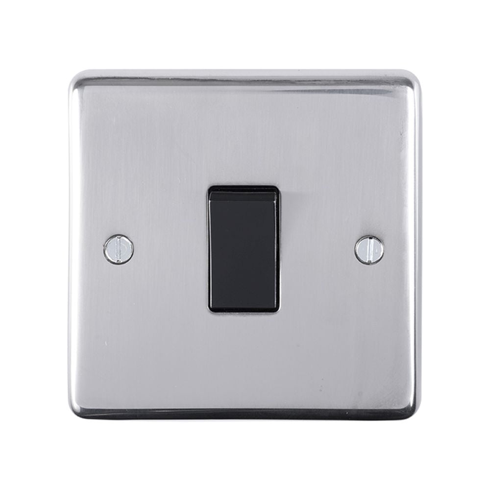 This is an image showing Eurolite Stainless Steel Intermediate Switch - Polished Stainless Steel (With Black Trim) pssintb available to order from trade door handles, quick delivery and discounted prices.