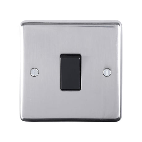 This is an image showing Eurolite Stainless Steel Intermediate Switch - Polished Stainless Steel (With Black Trim) pssintb available to order from trade door handles, quick delivery and discounted prices.