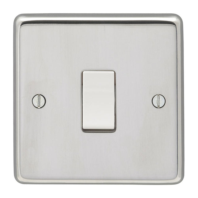 This is an image showing Eurolite Stainless Steel Intermediate Switch - Polished Stainless Steel (With White Trim) pssintw available to order from trade door handles, quick delivery and discounted prices.