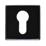 This is an image of a Manital - Square Euro Profile Escutcheon - Black that is availble to order from Trade Door Handles in Kendal.