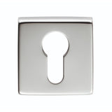 This is an image of a Manital - Square Euro Profile Escutcheon - Polished Chrome that is availble to order from Trade Door Handles in Kendal.