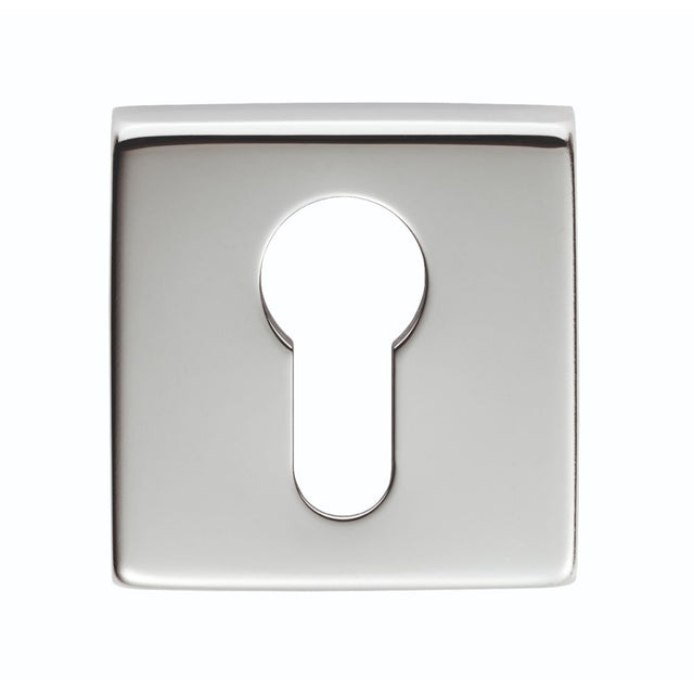 This is an image of a Manital - Square Euro Profile Escutcheon - Polished Chrome that is availble to order from Trade Door Handles in Kendal.