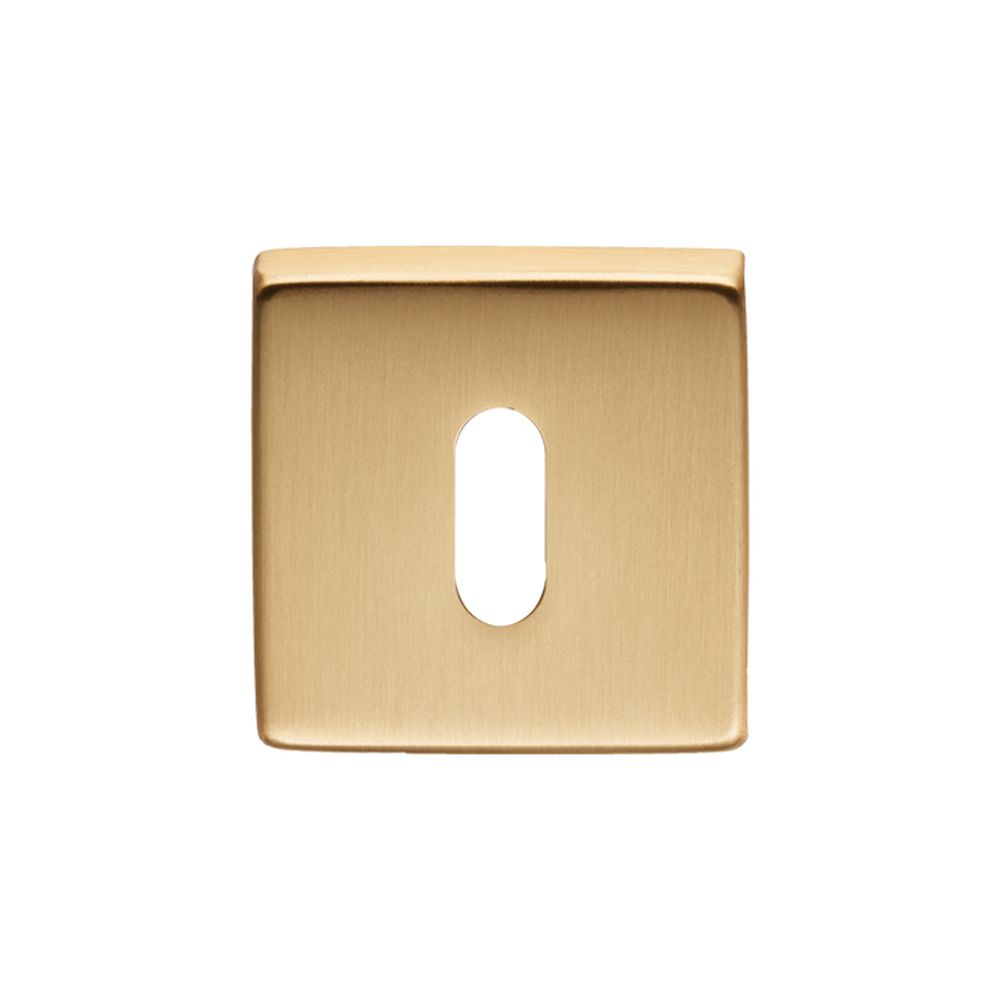 This is an image of a Manital - Square Standard Key Escutcheon - Satin Brass that is availble to order from Trade Door Handles in Kendal.