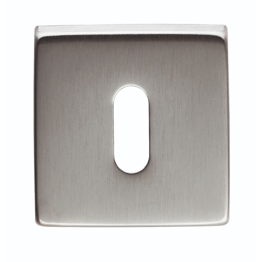 This is an image of a Manital - Square Standard Key Escutcheon - Satin Chrome that is availble to order from Trade Door Handles in Kendal.