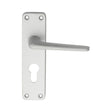 This is an image of a Eurospec - Aluminium Lever on Euro Lock Backplate - Satin Anodised Aluminium that is availble to order from Trade Door Handles in Kendal.