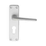 This is an image of a Eurospec - Aluminium Lever on Euro Lock Backplate - Satin Anodised Aluminium that is availble to order from Trade Door Handles in Kendal.