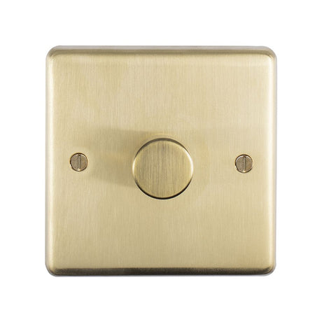 This is an image showing Eurolite Stainless Steel 1 Gang Dimmer - Satin Brass sb1d400 available to order from trade door handles, quick delivery and discounted prices.