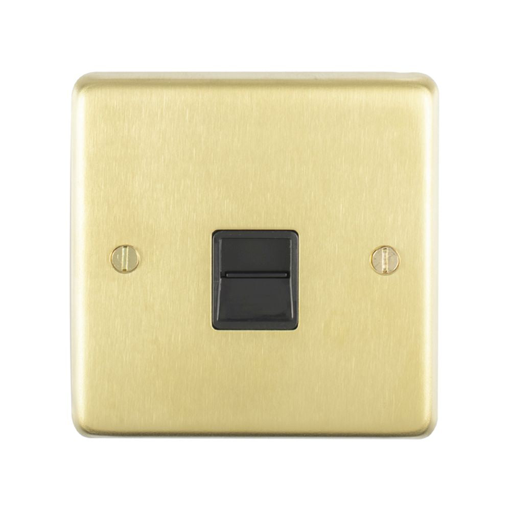 This is an image showing Eurolite Stainless Steel Telephone Slave - Satin Brass (With Black Trim) sb1slb available to order from trade door handles, quick delivery and discounted prices.