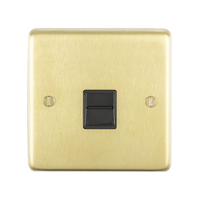 This is an image showing Eurolite Stainless Steel Telephone Slave - Satin Brass (With Black Trim) sb1slb available to order from trade door handles, quick delivery and discounted prices.