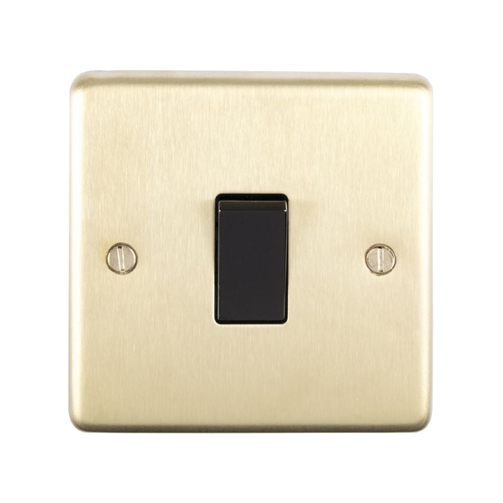 This is an image showing Eurolite Stainless Steel 1 Gang Switch - Satin Brass (With Black Trim) sb1swb available to order from trade door handles, quick delivery and discounted prices.