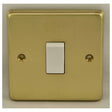 This is an image showing Eurolite Stainless Steel 1 Gang Switch - Satin Brass (With White Trim) sb1sww available to order from trade door handles, quick delivery and discounted prices.