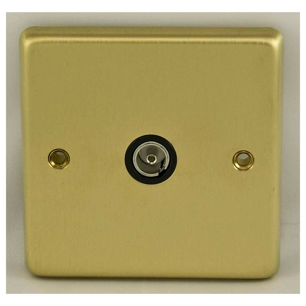 This is an image showing Eurolite Stainless Steel TV - Satin Brass (With Black Trim) sb1tvb available to order from trade door handles, quick delivery and discounted prices.