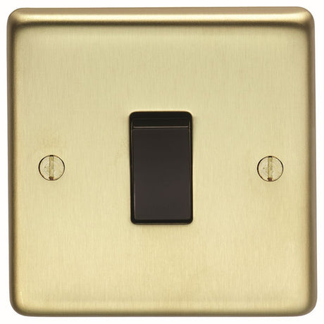 This is an image showing Eurolite Stainless Steel 20Amp Switch - Satin Brass (With Black Trim) sb20aswb available to order from trade door handles, quick delivery and discounted prices.