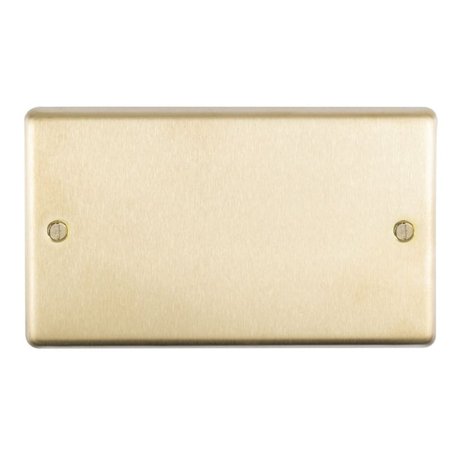 This is an image showing Eurolite Stainless Steel Double Blank Plate - Satin Brass (With Black Trim) sb2b available to order from trade door handles, quick delivery and discounted prices.