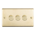 This is an image showing Eurolite Stainless Steel 3 Gang Dimmer - Satin Brass sb3d400 available to order from trade door handles, quick delivery and discounted prices.