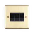 This is an image showing Eurolite Stainless Steel 3 Gang Switch - Satin Brass (With Black Trim) sb3swb available to order from trade door handles, quick delivery and discounted prices.