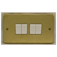 This is an image showing Eurolite Stainless Steel 4 Gang Switch - Satin Brass (With White Trim) sb4sww available to order from trade door handles, quick delivery and discounted prices.