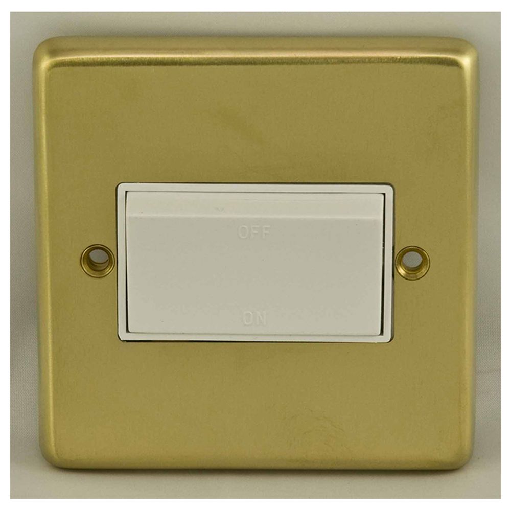 This is an image showing Eurolite Stainless Steel Fan Switch - Satin Brass (With White Trim) sbfsww available to order from trade door handles, quick delivery and discounted prices.