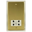 This is an image showing Eurolite Stainless Steel Shaver Socket - Satin Brass (With White Trim) sbshsw available to order from trade door handles, quick delivery and discounted prices.