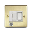 This is an image showing Eurolite Stainless Steel Switched Fuse Spur - Satin Brass (With White Trim) sbswffow available to order from trade door handles, quick delivery and discounted prices.