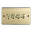 This is an image showing Eurolite Stainless Steel 4 Gang Toggle Switch - Satin Brass (With White Trim) sbt4sw available to order from trade door handles, quick delivery and discounted prices.