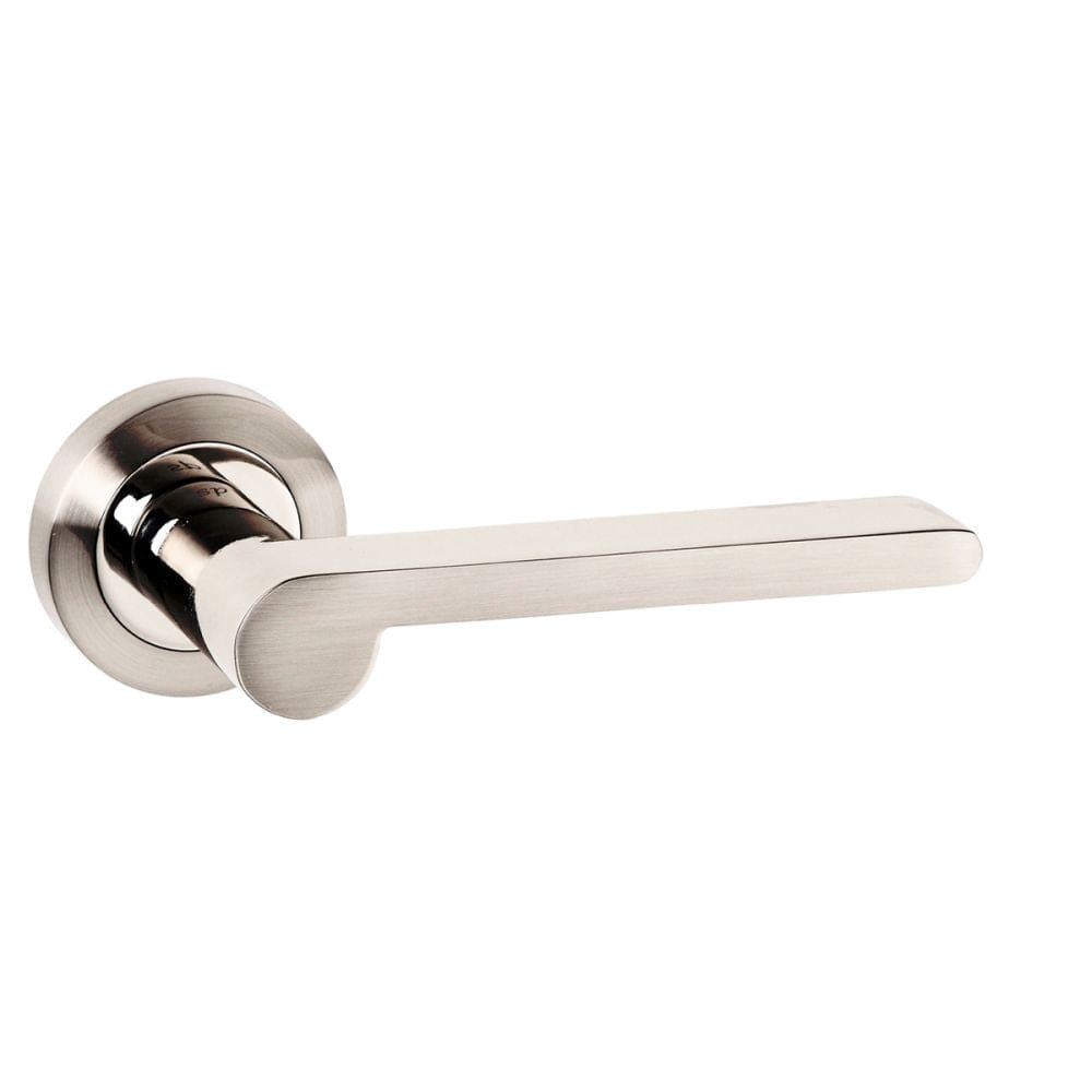 Senza Pari Door Furniture Satin Nickel/Polished Nickel / Round Rose Senza Pari Darrio Designer Lever on Round Rose - Satin Nickel/Polished Nickel