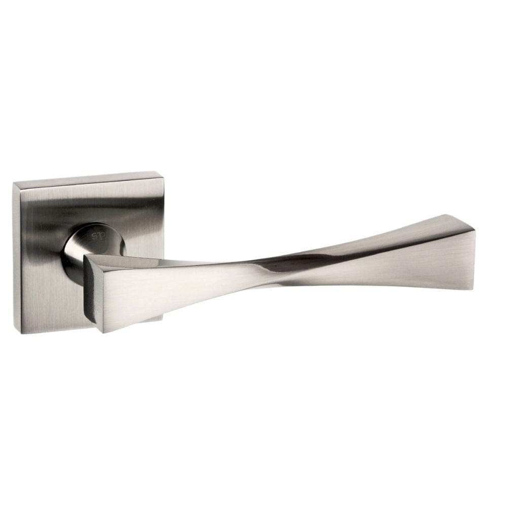 Senza Pari Door Furniture Satin Nickel / Square Rose Senza Pari Guido Designer Lever on Flush Square Rose - Satin Nickel