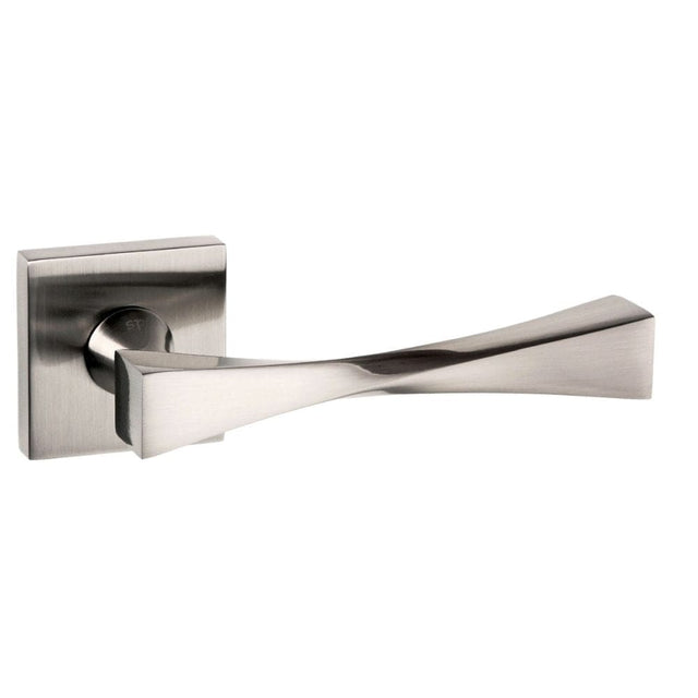 Senza Pari Door Furniture Satin Nickel / Square Rose Senza Pari Guido Designer Lever on Flush Square Rose - Satin Nickel