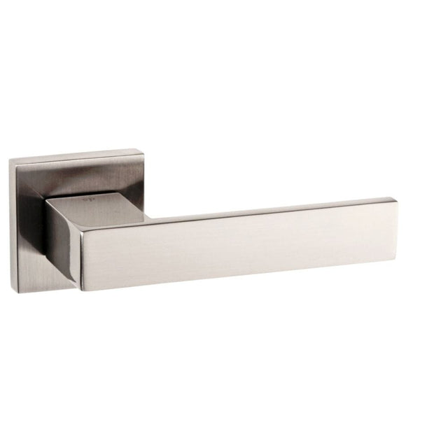 Senza Pari Door Furniture Satin Nickel / Square Rose Senza Pari Panetti Designer Lever on Flush Square Rose - Satin Nickel