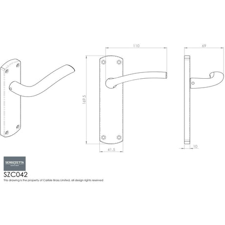 Serozzetta Door Furniture Satin Chrome / Latch Handles Serozzetta - Cuatro Lever on Latch Backplate - Satin Chrome