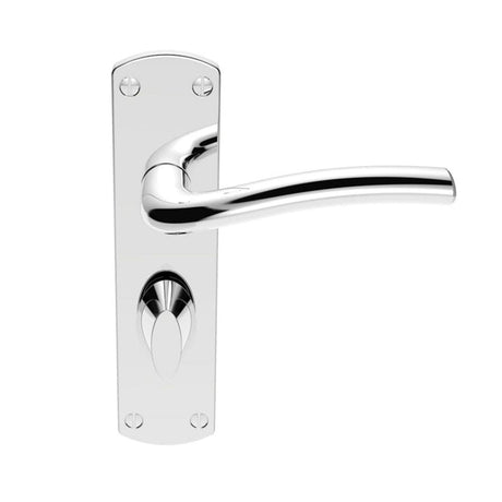 Serozzetta Door Furniture Polished Chrome / Bathroom Lock Handles Serozzetta - Cuatro Lever on WC Backplate - Polished Chrome