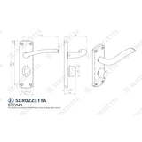 Serozzetta Door Furniture Satin Chrome / Bathroom Lock Handles Serozzetta - Cuatro Lever on WC Backplate - Satin Chrome