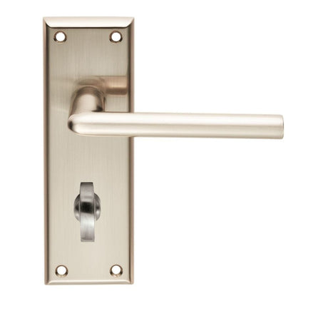 Serozzetta Door Furniture Satin Nickel / Bathroom Lock Handles Serozzetta - Dieci Lever on Bathroom Backplate - Satin Nickel