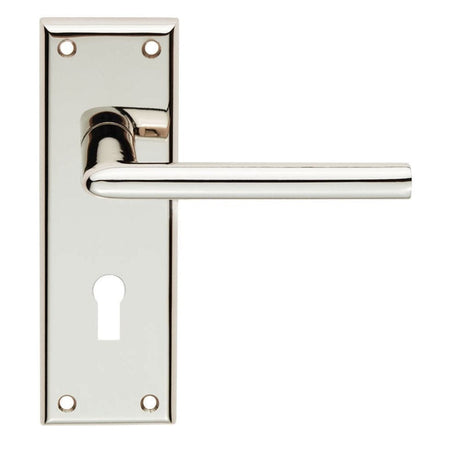 Serozzetta Door Furniture Polished Nickel / Std. Lock Handles Serozzetta - Dieci Lever on Lock Backplate