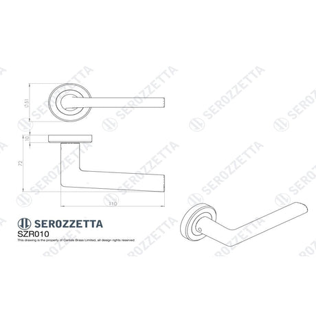 Carlisle Brass Door Furniture Matt Black / Round Rose Serozzetta - Dieci Lever on Rose - Matt Black
