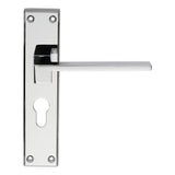 Serozzetta Door Furniture Polished Chrome / Euro Profile Lock Handles Serozzetta - Equi Lever on Euro Lock Backplate - Polished Chrome