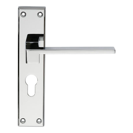 Serozzetta Door Furniture Polished Chrome / Euro Profile Lock Handles Serozzetta - Equi Lever on Euro Lock Backplate - Polished Chrome