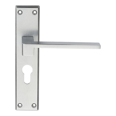 Serozzetta Door Furniture Satin Chrome / Euro Profile Lock Handles Serozzetta - Equi Lever on Euro Lock Backplate - Satin Chrome