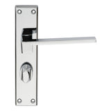 Serozzetta Door Furniture Polished Chrome / Bathroom Lock Handles Serozzetta - Equi Lever on WC Backplate - Polished Chrome